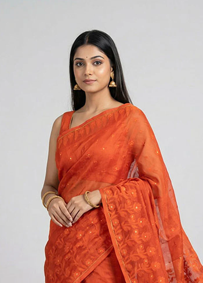 Multicolor Jamdani Cotton Saree Without Blouse Piece - Image 2