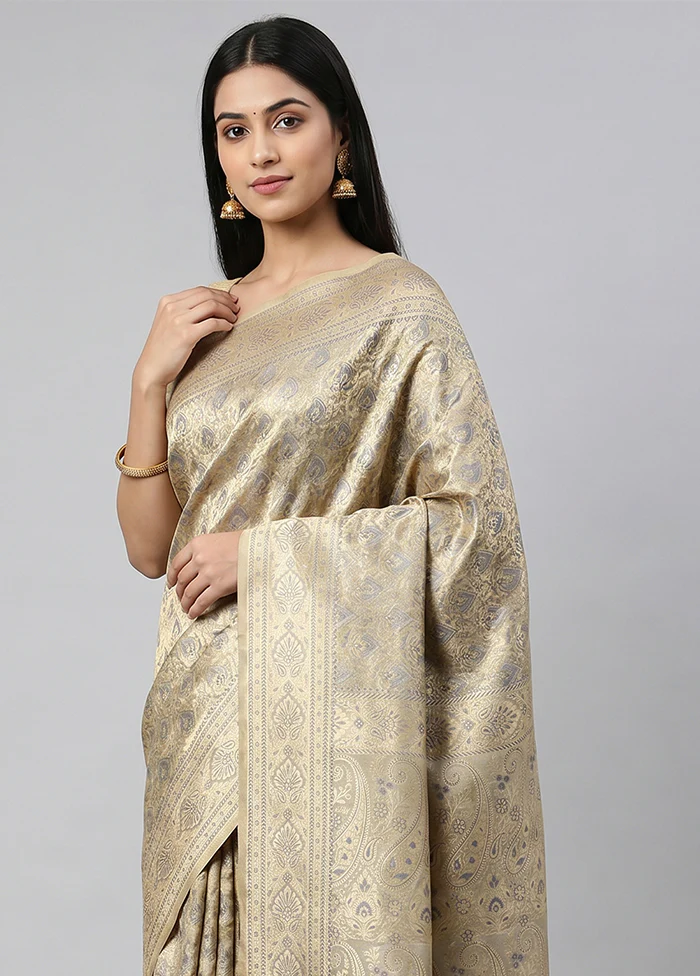 Multicolor Jamewar Silk Saree With Blouse Piece - Image 2