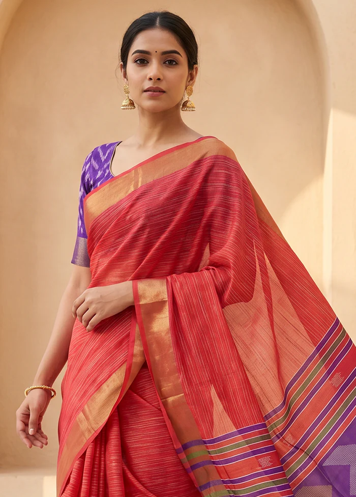 Multicolor kalakshetra Pure Silk Saree With Blouse Piece - Image 2
