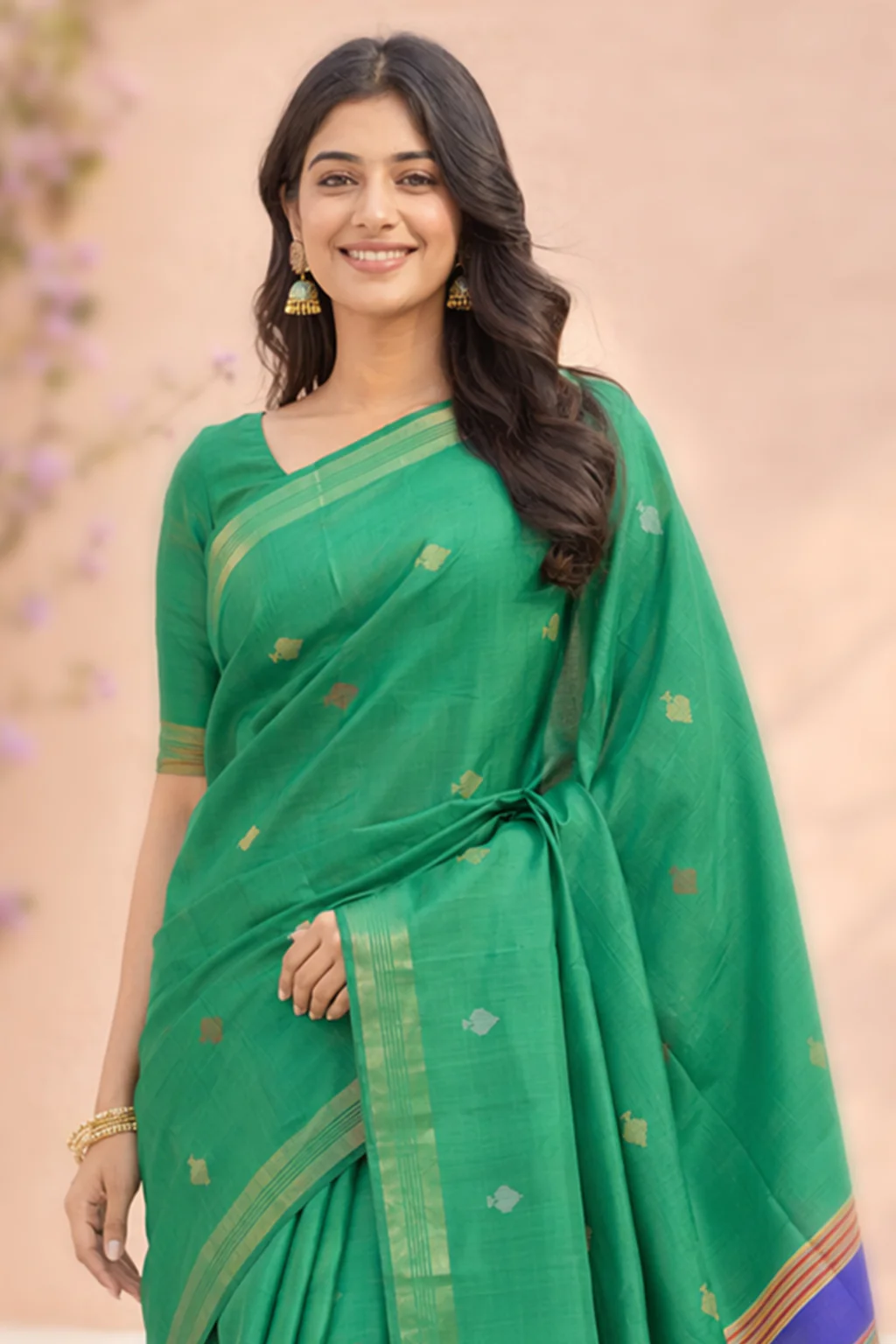 Multicolor kalakshetra Silk Saree With Blouse Piece - Image 2