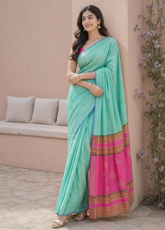 Multicolor kalakshetra Silk Saree With Blouse Piece - Image 3