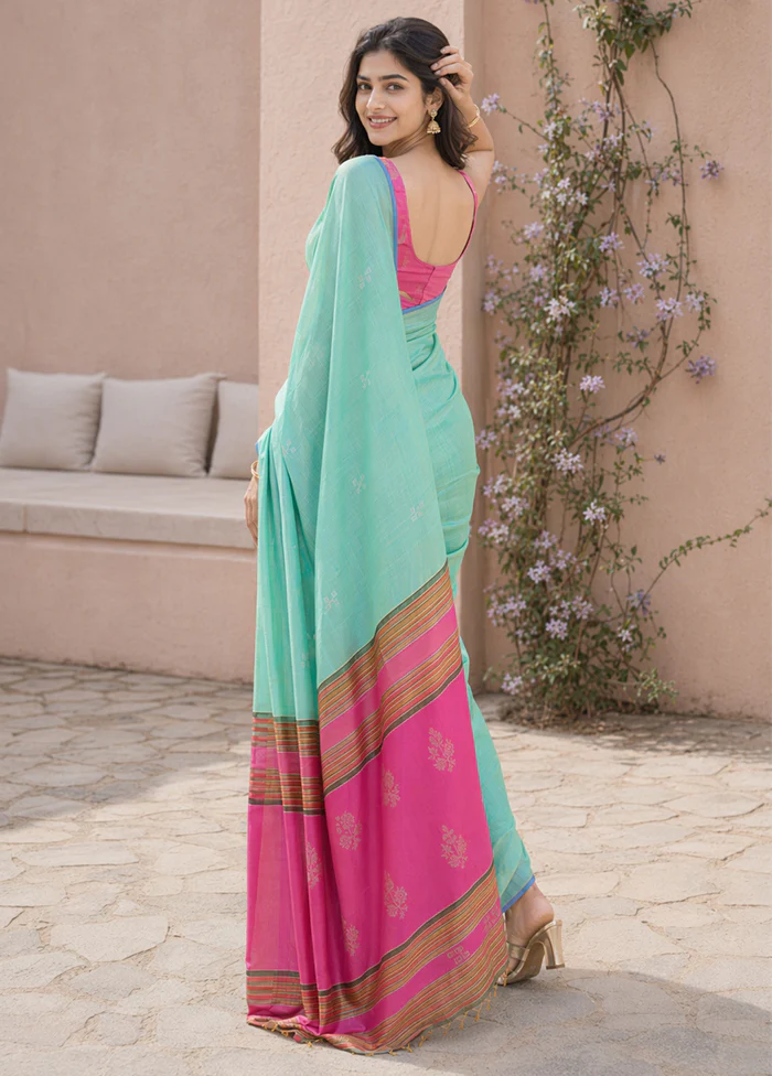Multicolor kalakshetra Silk Saree With Blouse Piece - Image 4