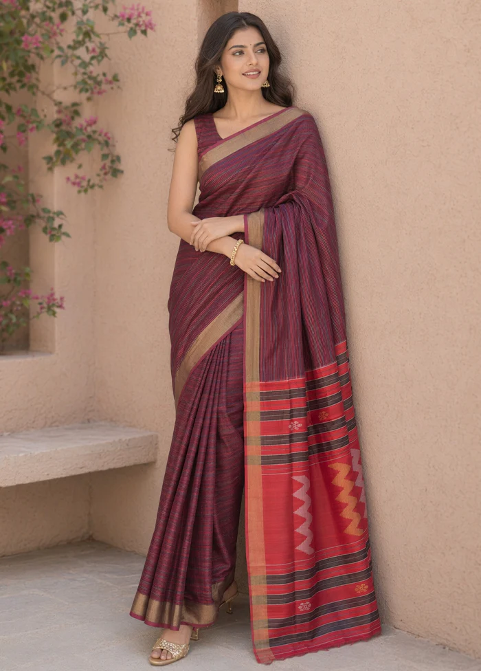 Multicolor kalakshetra Silk Saree With Blouse Piece - Image 3