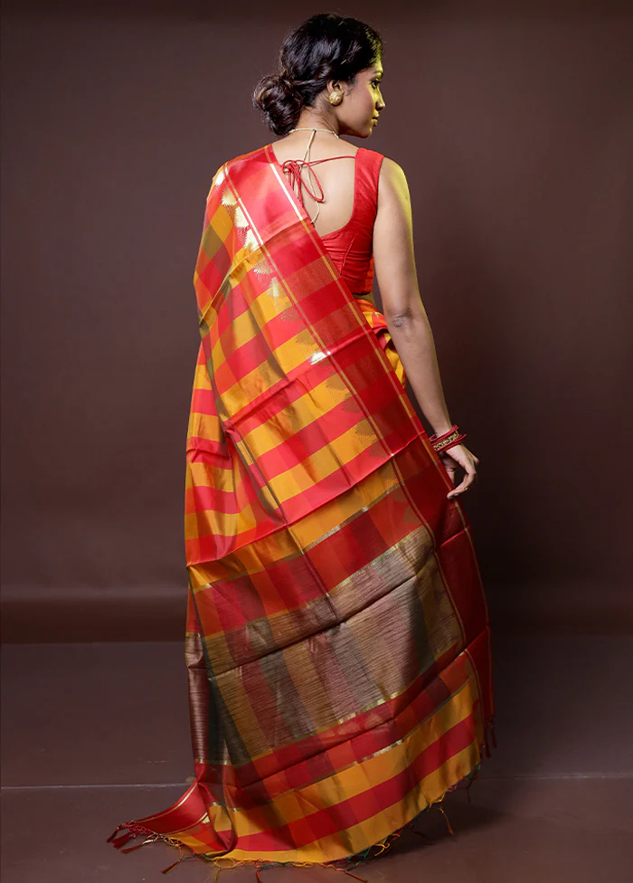 Multicolor Kanjivaram Silk Saree With Blouse Piece - Image 3