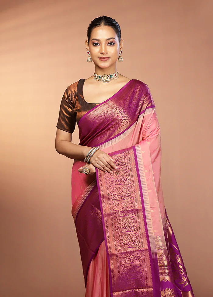 Multicolor Kanjivaram Silk Saree With Blouse Piece