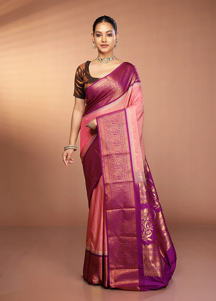 Multicolor Kanjivaram Silk Saree With Blouse Piece - Image 2