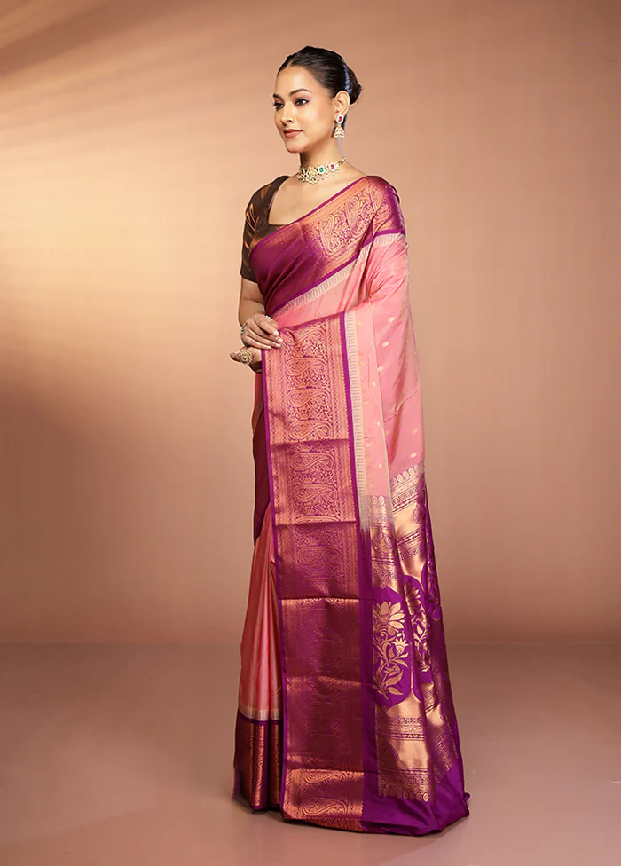 Multicolor Kanjivaram Silk Saree With Blouse Piece - Image 4