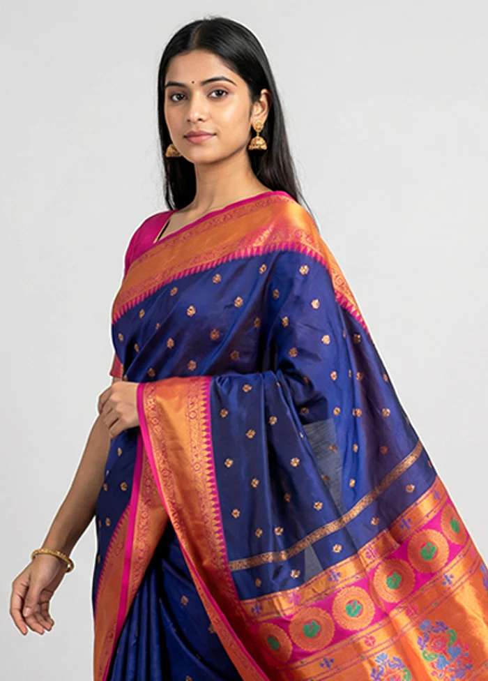 Multicolor Kanjivaram Silk Saree With Blouse Piece - Image 2