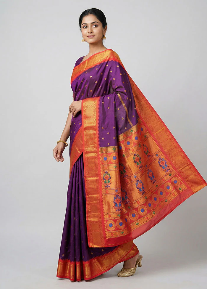 Multicolor Kanjivaram Silk Saree With Blouse Piece