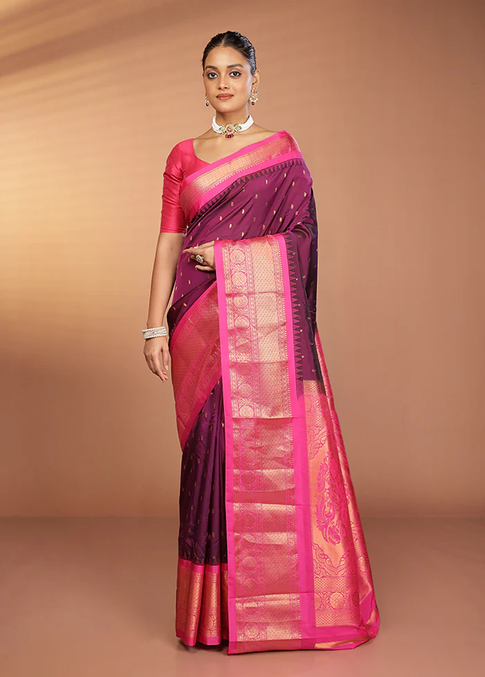 Multicolor Kanjivaram Silk Saree With Blouse Piece - Image 2