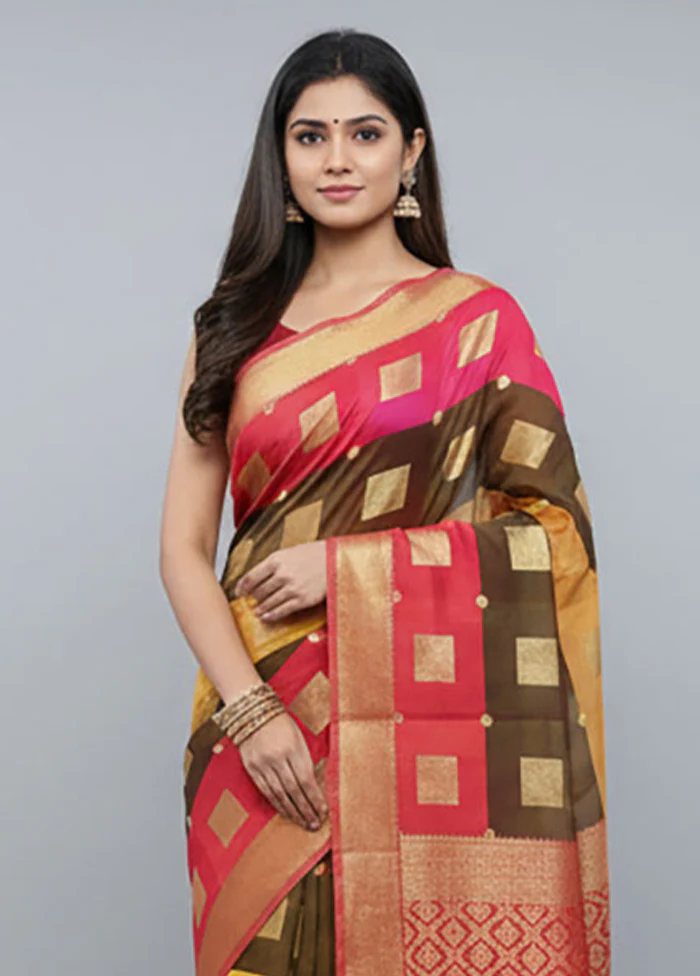 Multicolor Kanjivaram Silk Saree With Blouse Piece - Image 2
