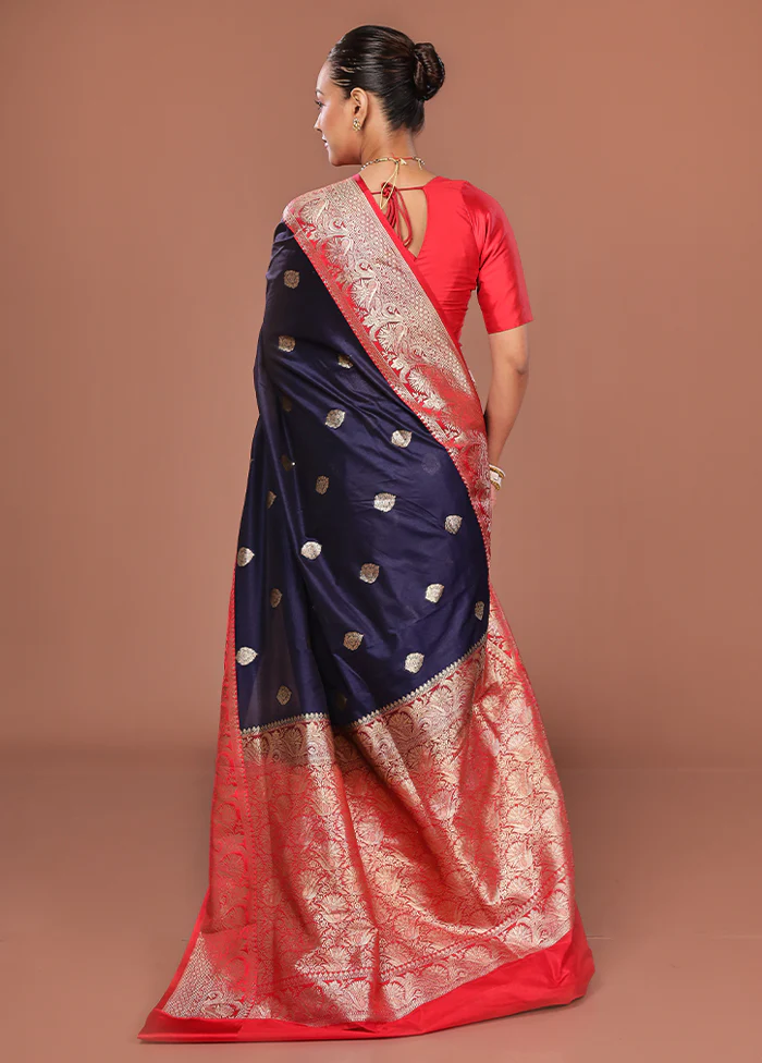 Multicolor Katan Silk Saree With Blouse Piece - Image 3
