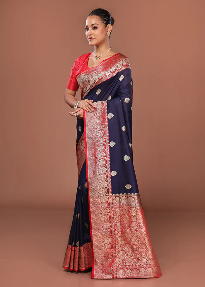 Multicolor Katan Silk Saree With Blouse Piece - Image 4