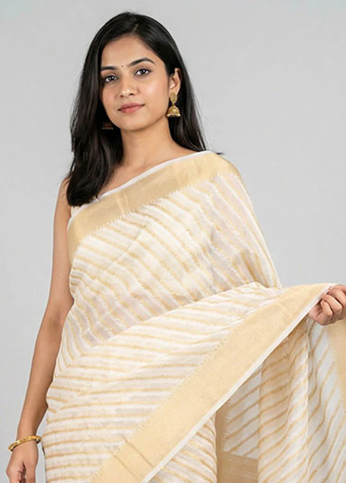 Multicolor Kora Silk Saree With Blouse Piece - Image 2