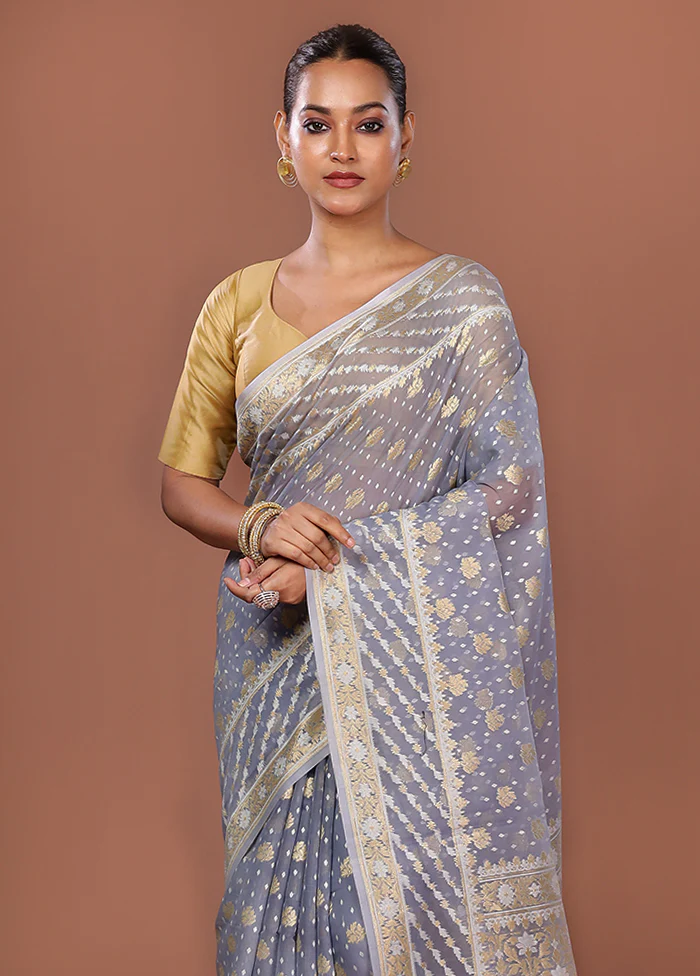 Multicolor Kora Silk Saree With Blouse Piece