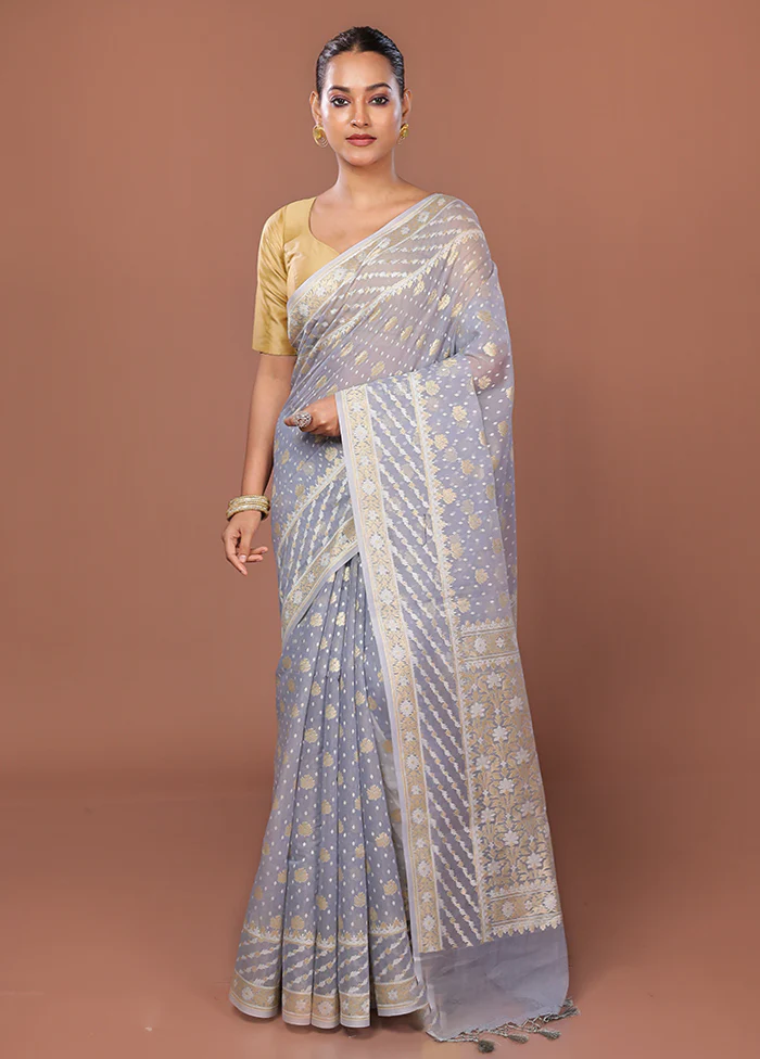 Multicolor Kora Silk Saree With Blouse Piece - Image 2
