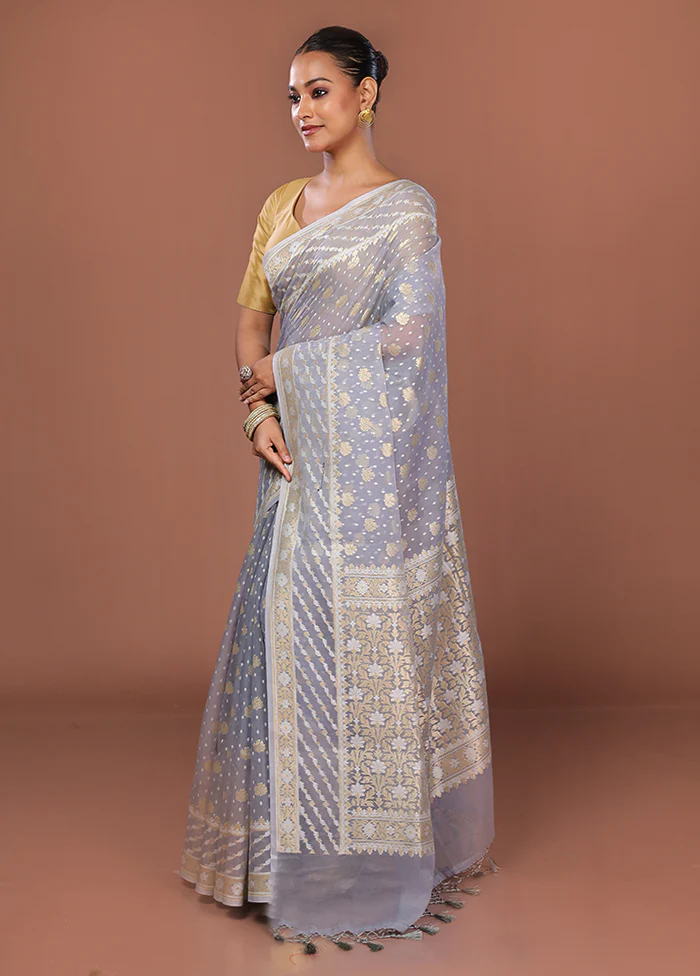 Multicolor Kora Silk Saree With Blouse Piece - Image 4