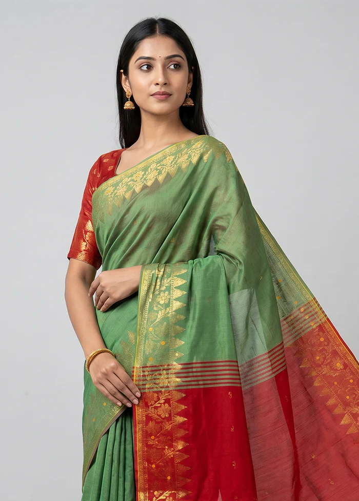 Multicolor Matka Silk Saree With Blouse Piece - Image 2