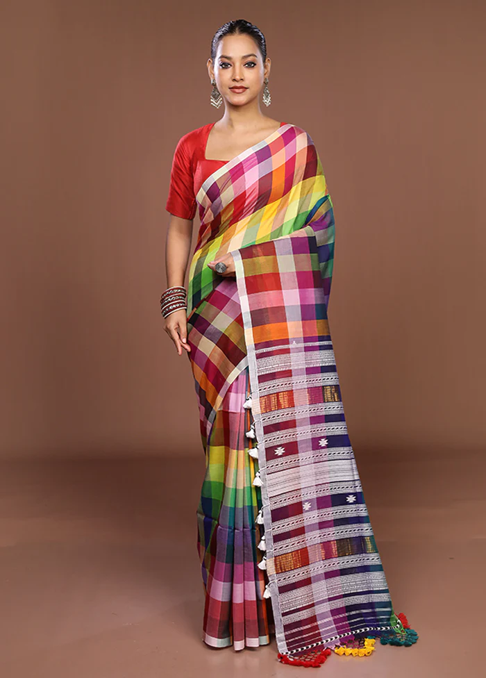 Multicolor Matka Silk Saree With Blouse Piece - Image 2