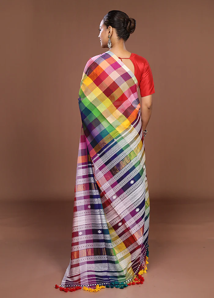 Multicolor Matka Silk Saree With Blouse Piece - Image 3