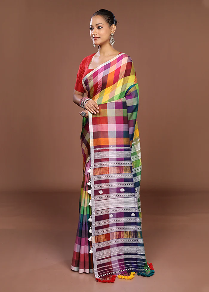Multicolor Matka Silk Saree With Blouse Piece - Image 4