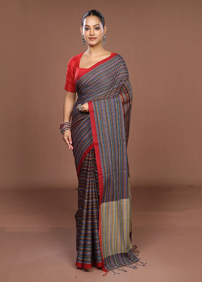 Multicolor Matka Silk Saree With Blouse Piece - Image 2