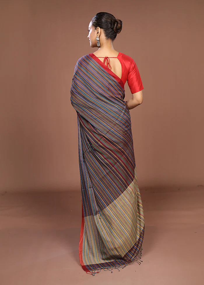 Multicolor Matka Silk Saree With Blouse Piece - Image 3