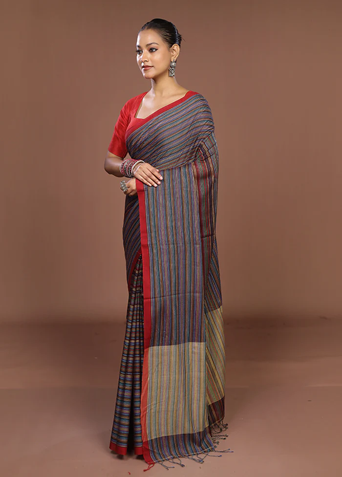 Multicolor Matka Silk Saree With Blouse Piece - Image 4
