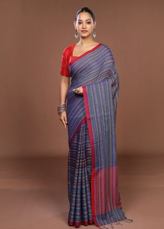 Multicolor Matka Silk Saree With Blouse Piece - Image 2