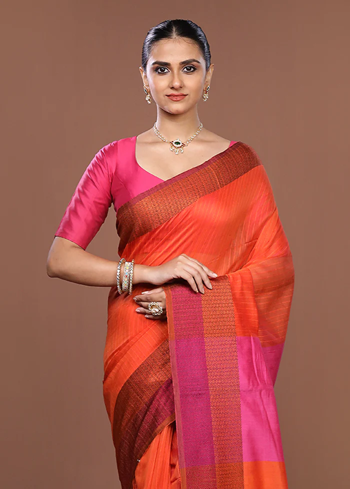 Multicolor Matka Silk Saree With Blouse Piece