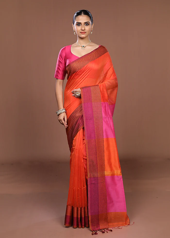 Multicolor Matka Silk Saree With Blouse Piece - Image 2