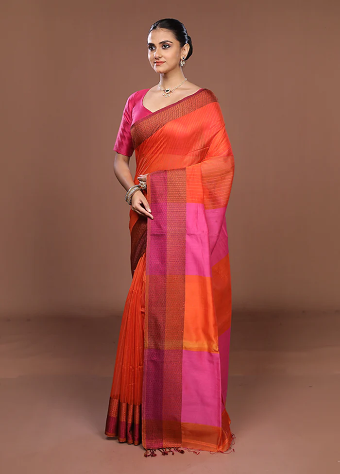 Multicolor Matka Silk Saree With Blouse Piece - Image 4