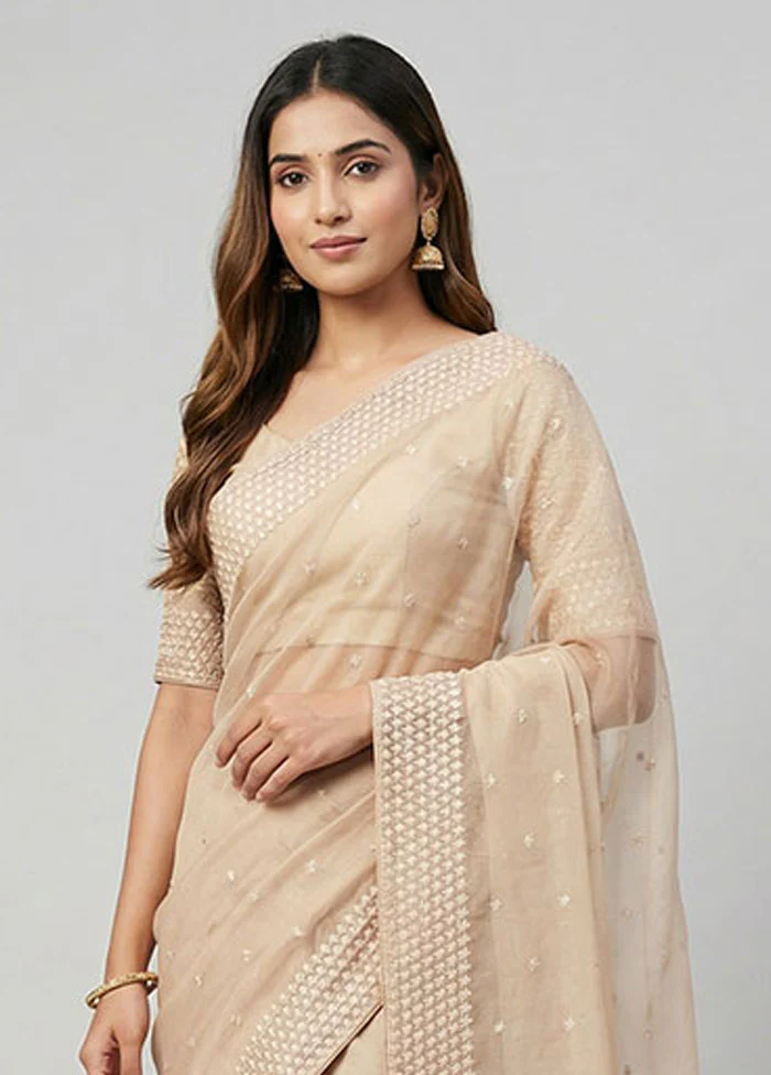 Multicolor Organza Saree With Blouse Piece - Image 2