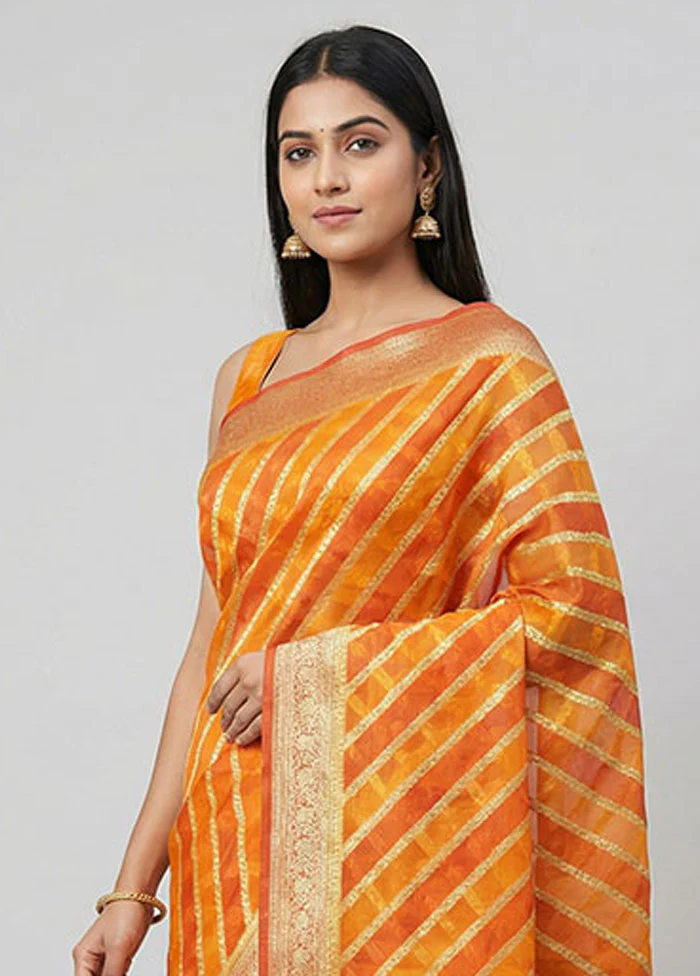 Multicolor Organza Saree With Blouse Piece - Image 2