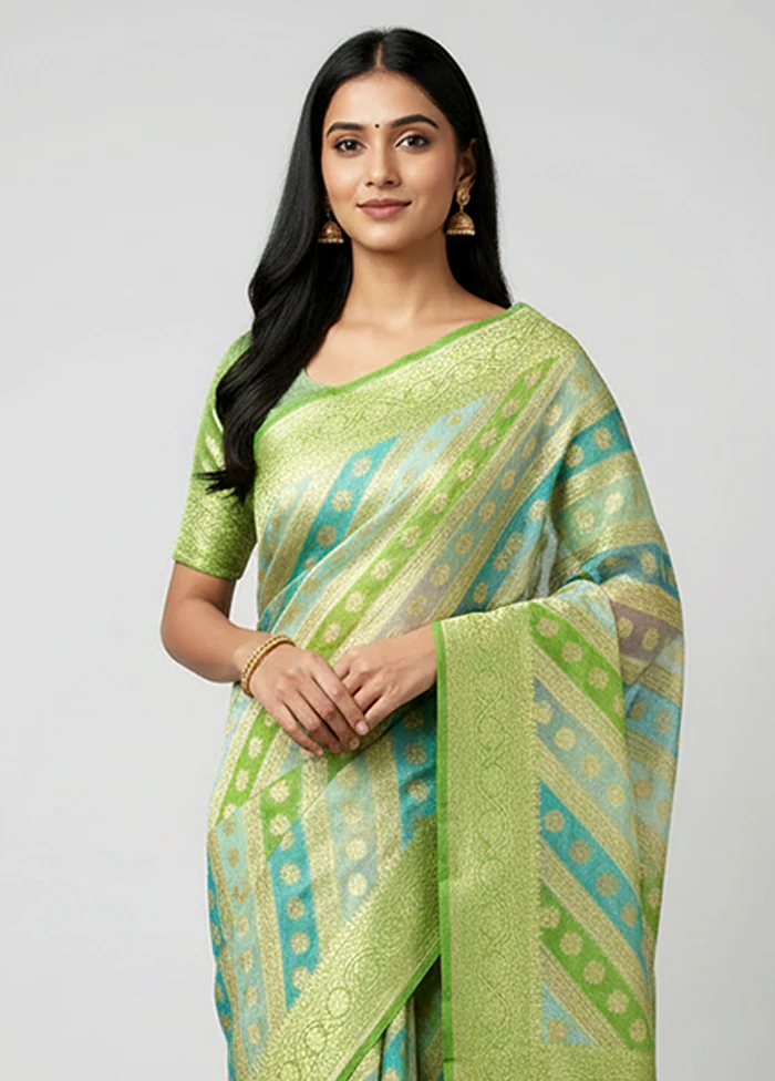 Multicolor Organza Saree With Blouse Piece - Image 2