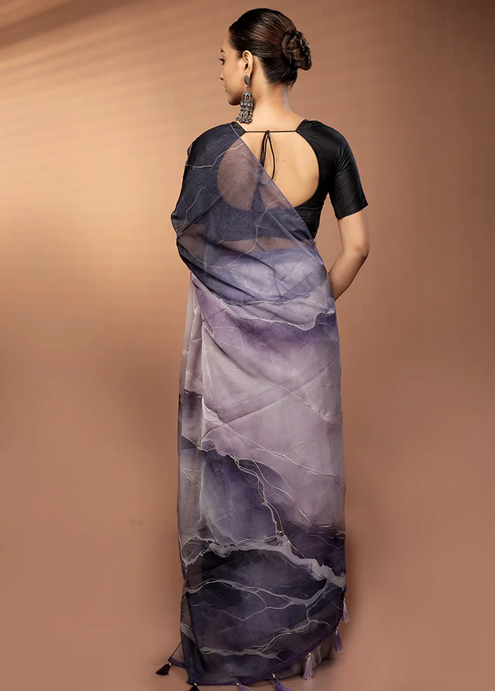 Multicolor Organza Saree With Blouse Piece - Image 3