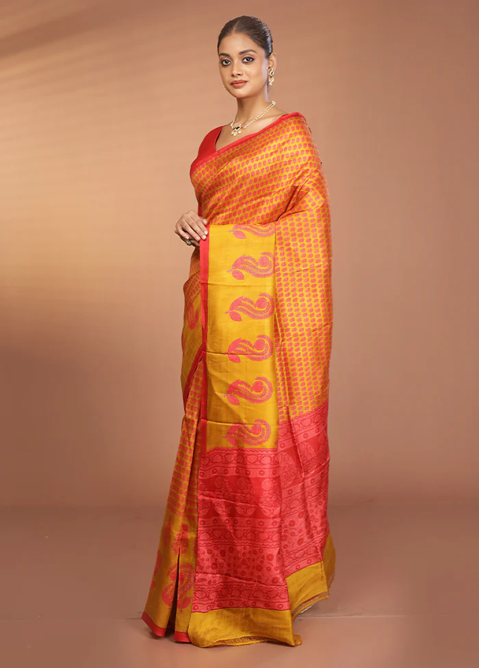 Multicolor Printed Silk Saree Without Blouse Piece - Image 4
