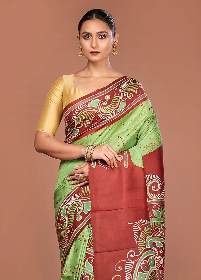 Multicolor Bishnupuri Pure Silk Saree Without Blouse Piece