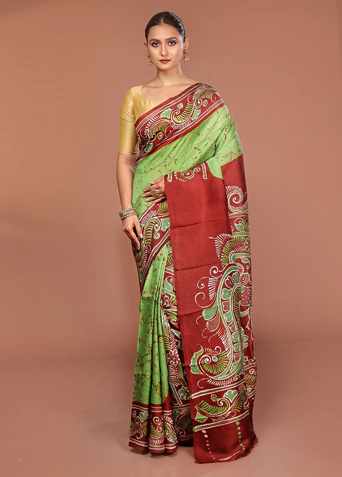Multicolor Bishnupuri Pure Silk Saree Without Blouse Piece - Image 2