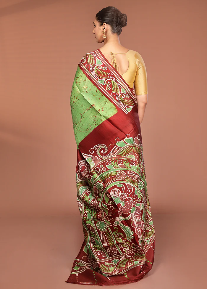 Multicolor Bishnupuri Pure Silk Saree Without Blouse Piece - Image 3