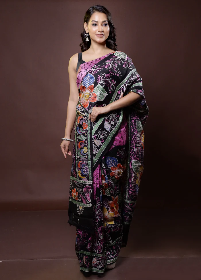 Multicolor Printed Pure Silk Saree Without Blouse Piece - Image 2