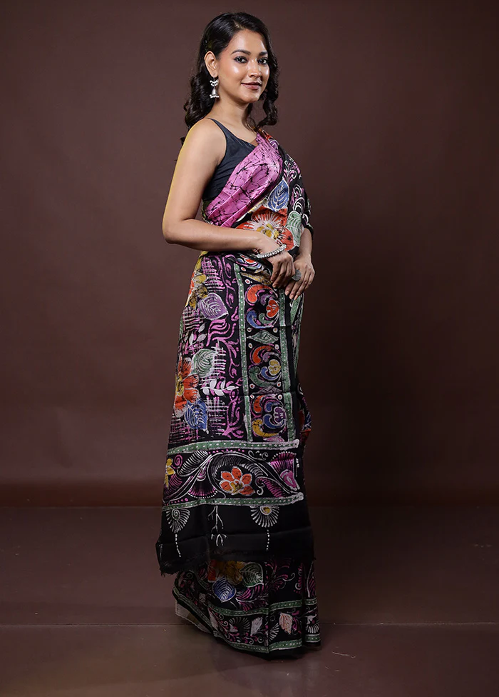Multicolor Printed Pure Silk Saree Without Blouse Piece - Image 4