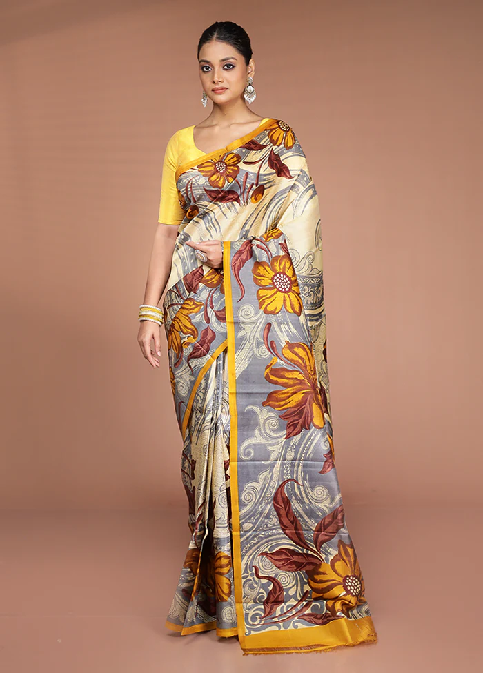 Multicolor Printed Pure Silk Saree Without Blouse Piece - Image 2