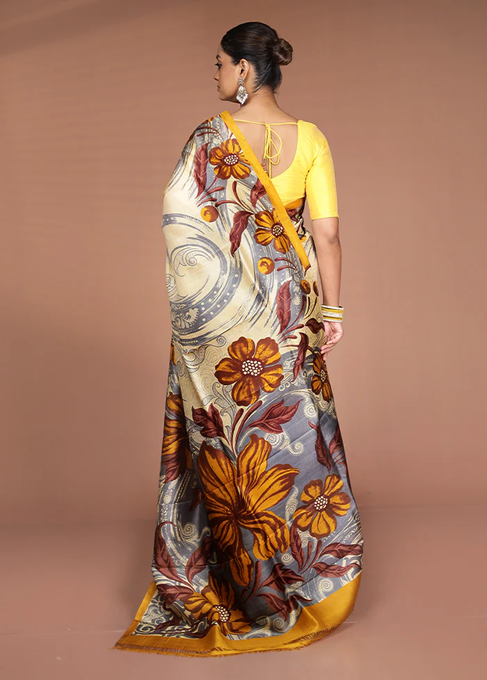 Multicolor Printed Pure Silk Saree Without Blouse Piece - Image 3