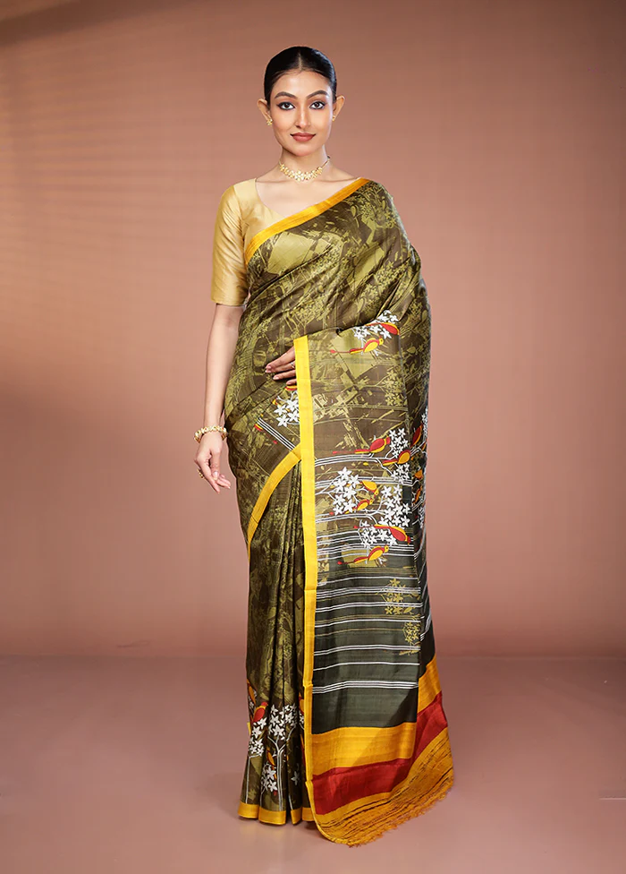 Multicolor Printed Pure Silk Saree Without Blouse Piece - Image 2