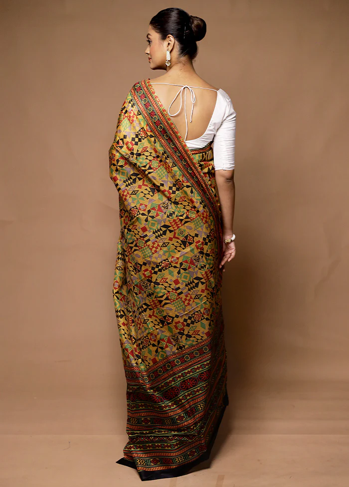 Multicolor Printed Pure Silk Saree Without Blouse Piece - Image 3