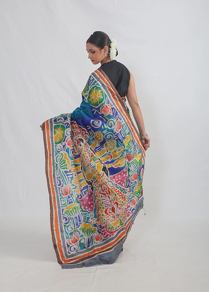 Multicolor Printed Pure Silk Saree Without Blouse Piece - Image 4