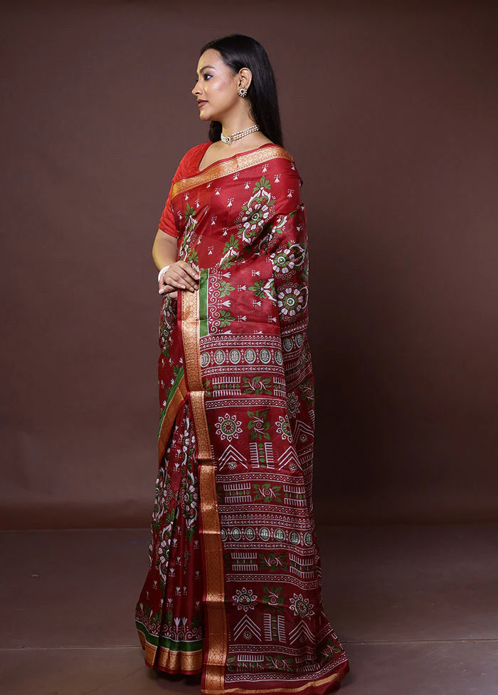 Multicolor Printed Pure Silk Saree Without Blouse Piece - Image 4