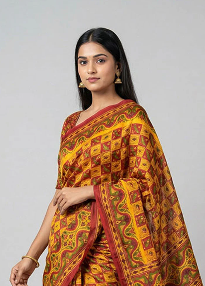 Multicolor Printed Silk Saree Without Blouse Piece - Image 2