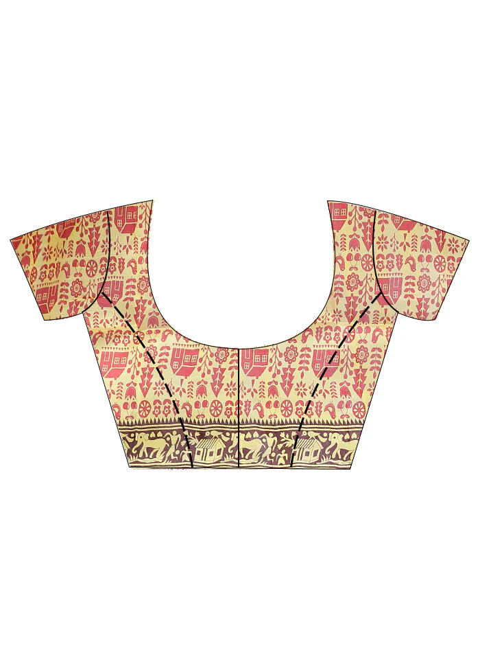 Multicolor Printed Pure Silk Saree Without Blouse Piece - Image 6